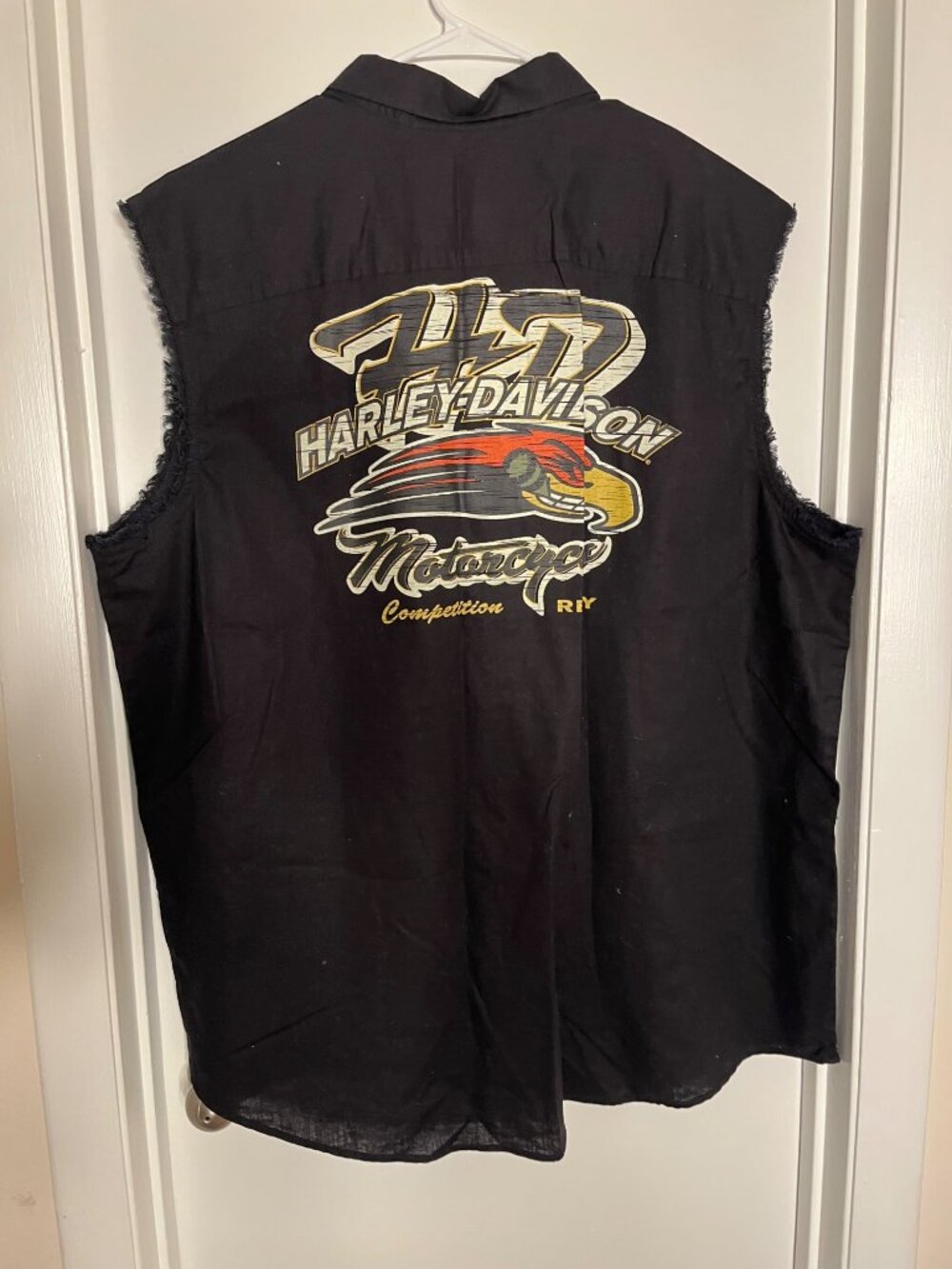 Harley-Davidson Mens Sleeveless Button-Up Shirt Vest Embroidered Graphics Sz 2XL